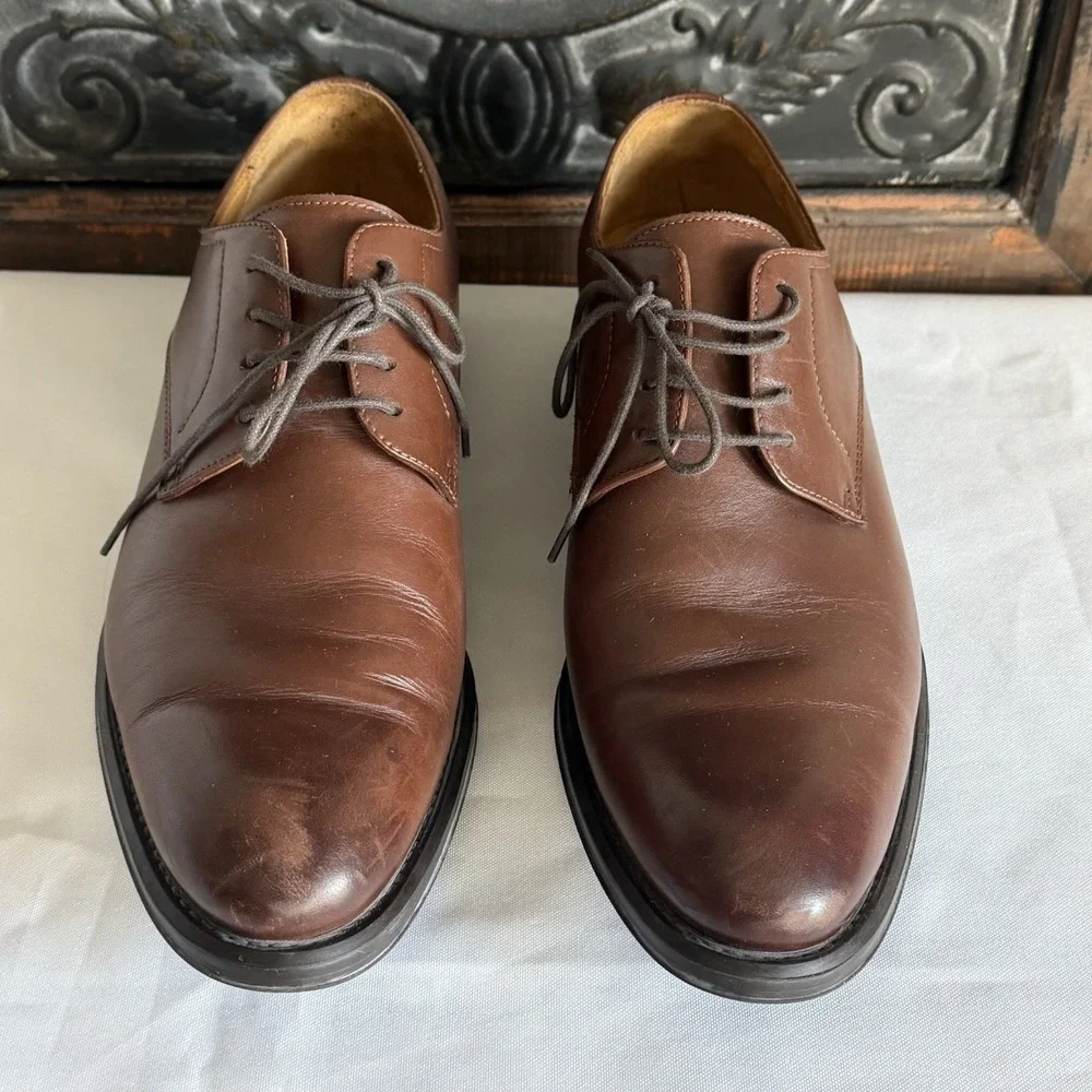 Broletto Brown Italian Lace Up Oxford Leather Shoes Professional Office Mens 9.5